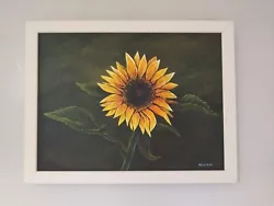 Buy ORIGINAL SUNFLOWER ACRYLIC PAINTING  ON STRETCHED CANVAS, Framed, 45X35 CM  • 40£