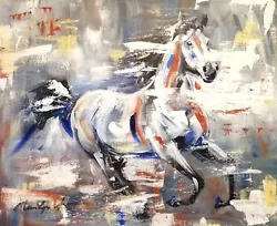 Buy ORIGINAL Painting Marilyn Allis Galloping Horse 22 X18  On Canvas Board • 169.99£