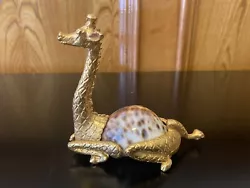 Buy Mid Century Brass And Conch Shell Giraffe Art Sculpture Nautical Stunning 4.3”H • 57.18£