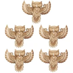 Buy  5 Count Wooden Owl Wall Decor Flying Birds Art Sculpture Collectible Animal • 76.15£