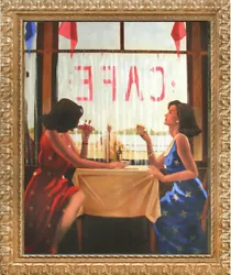 Buy CAFE DAYS Vettriano Reproduction Oil Painting 24x30 Framed Canvas **SALE • 242.30£
