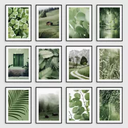 Buy Sage Green Botanical Leaves Wall Art Prints Bedroom Living Room Pictures Posters • 3.49£