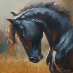 Buy HORSE PORTRAIT ORIGINAL FINE ART OIL PAINTING 12  X 12  By Artist JOHN SILVER BA • 39£