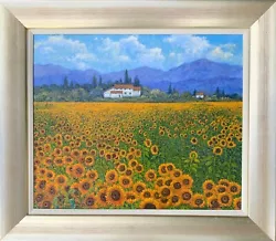 Buy Sunflowers Provence Oil Painting Original Framed • 16£