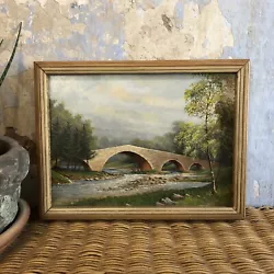 Buy Bridge Of Dee Invercauld Vintage Scottish Oil Painting • 30£