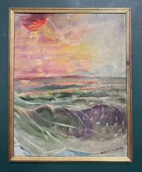 Buy Original Mid Century Abstract Modernist Seascape Oil On Board Painting • 21£