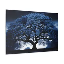 Buy Blue Tree Canvas Deep Blue Black White Oil Painting Print Nature Wall Art Decor • 24.99£