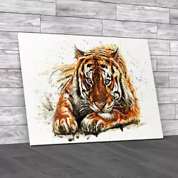 Buy Abstract Tiger Paint Splatter Striking Original Canvas Print Large Picture Wall • 18.95£
