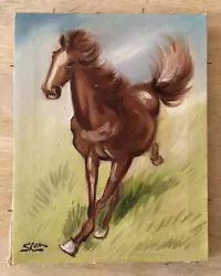 Buy Vintage Mid Century Naive Oil Painting Of A Horse. Signed SROM. • 24.99£