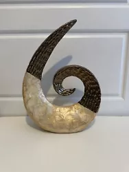 Buy Capiz Shell Sculpture Gold Abstract Swirl Mother Of Pearl Asymmetrical Art • 39.99£