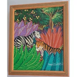 Buy Colorful Original Acrylic Nature Painting By Daniel Louis - Jungle In Wood Frame • 101.93£