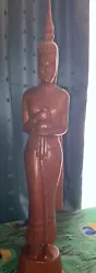 Buy Vintage Asian Hand Carved  Wood Lady Statuette Buddha 21” Tall Teak Stunning • 31£