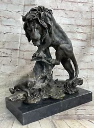 Buy Extra Large African Lion Playing With Her Cub Bronze Sculpture Figurine Statue • 659.34£