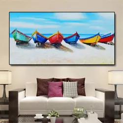 Buy HH1596 Modern Canvas Pure Hand-painted Texture Decor Painting Boats On Canvas • 34.65£