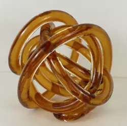 Buy ❤️ Twisted Rope Infinity Knot Art Glass Amber Clear Paperweight 5  Sculpture  • 21.20£