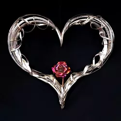 Buy Silver Metal Wall Art Heart #1622N Single Rose Valentine's Day Anniversary Gift • 270.73£