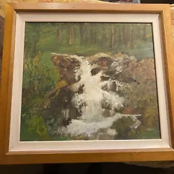 Buy Original Oil Painting By Waterfall Forest Large River Stream Framed • 45£