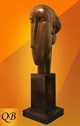 Buy Art Deco Bronze Figurine Sculpture Statue Modigliani Female Face Figure Cast Art • 194.95£