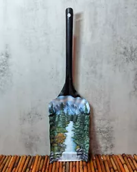 Buy Fireplace Ash Shovel Hand Painted Mountain River Evergreen Scene Folk Art 18  • 32.62£