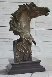 Buy Abstract Bronze Metal Horse Head Bust Sculpture Statue Original Art Equestrian • 279.15£