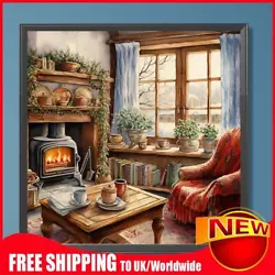 Buy Paint By Numbers Kit On Canvas DIY Oil Art Winter Fireplace Picture Decor40x40cm • 7.67£