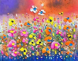 Buy  Sunset Flowers In Love , An Original Oil Painting On Canvas, By Phil Broad • 9.95£