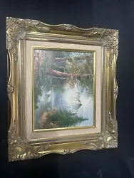 Buy Original Oil Signed Roger Brown Canvas Painting Mountain Landscape Ornate Frame • 5£