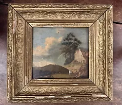 Buy 19th Century Oil On Wood Board Landscape Painting Antique Gold Frame • 140£