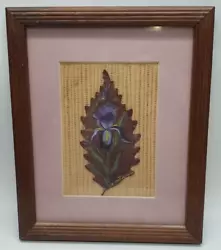 Buy Artisan Leaf Painting Of Blue Iris By Frank E. McQueen Framed • 24.46£