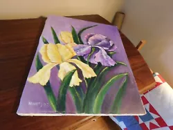 Buy Iris Original Oil Painting Signed M Watts 98 • 17.93£