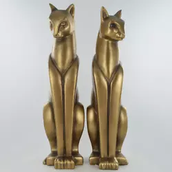 Buy Art Deco Pair Stylized Standing Cats Cold Cast Bronzed Resin Art Nouveau Style. • 42.50£