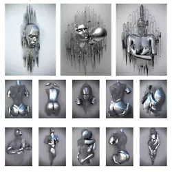 Buy 3D Abstract Metal Figure Statue Art Print Canvas Painting Poster Wall Home Decor • 5.48£