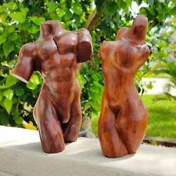 Buy Vintage Mid Century Modern Wood Nude Female Male Torso Sculpture • 326.75£