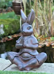 Buy Garden Ornament Yoga Rabbit Statue Ceramic Indoor Outdoor • 24.95£