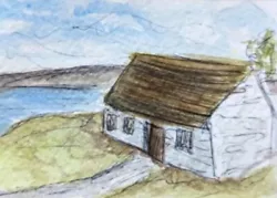 Buy Original Watercolour Painting Landscape Beach Ocean House A5 Print • 4£