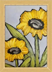 Buy Framed Sunflowers Painting Above The Couch Wall Decor Farmhouse Fireplace Decor • 197.38£