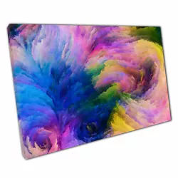 Buy Abstract Swirling Soft Paint Rainbow Colourful Contemporary Modern Print Canvas • 10.78£