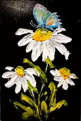 Buy Oil Painting. Butterfly On Chamomile Flowers In Spring. Original Art.Handmade. • 17.94£