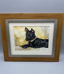 Buy Framed Watercolour Painting Of Scottish Terrier Dog Titled Dusty • 14£
