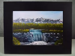 Buy Blue Falls, Mountain Waterfall, Bob Ross Style, Landscape, Wall Art, Framed • 14.99£