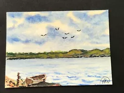 Buy ACEO Original Watercolour Painting. Boat By The Lake. • 2£