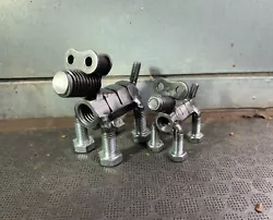 Buy Scrap Metal Art, 2 Dog Canine Figurine Welded From Nuts And Bolts Handmade • 27.95£