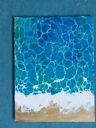 Buy Original Acrylic Paint Pour Beach Ocean Painting • 15£