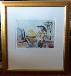 Buy Large Vintage  Abstract  Watercolour Continental Watercolour Signed Framed 1986 • 30£