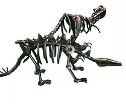 Buy Scrap Metal Welded Dinosaur Stegosaurus And T-Rex Recycled Art 12”x5” • 36.76£