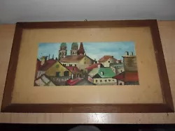 Buy Original Framed Painting European City Rooftops 16 In X 10 In • 28.58£