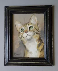 Buy Cat Portrait - Original Framed Oil Painting By UK Artist J Payne • 55£