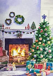 Buy Watercolor Painting Winter Christmas Tree Fireplace ACEO No.120 • 34.66£