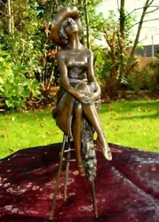Buy Statue Damsel Hat Art Deco Style Art Nouveau Style Bronze Sculpture • 95.45£