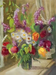 Buy Original Flowers Oil Painting Vintage Floral Still Life Soviet Impressionism Art • 232.98£